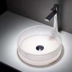 Clear Glass Vessel Sinks Crystal Diamond Table Top Round Wash Basin 395 * 395 *