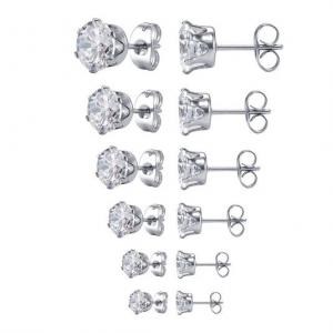 China Jewelry Zircon Earrings Women's Stainless Steel Round Clear Cubic Zirconia Stud Earring on sale