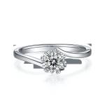 Lady 9k Round 7.5mm Moissanite Open Fashion Grandeur Jewelry Silver Ring