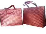 75g Shining Black Square Veins Non Woven Reuseable Carrier Bags For Shopping
