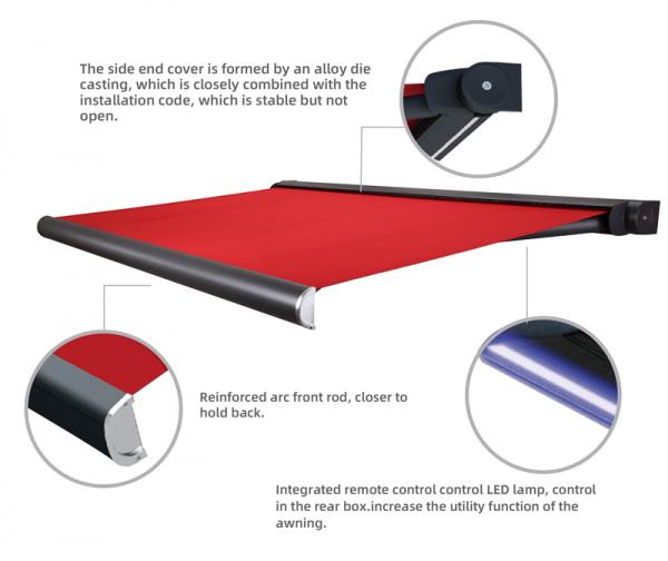 Heavy duty open retractable commercial awning aluminum outdoor awning full card style