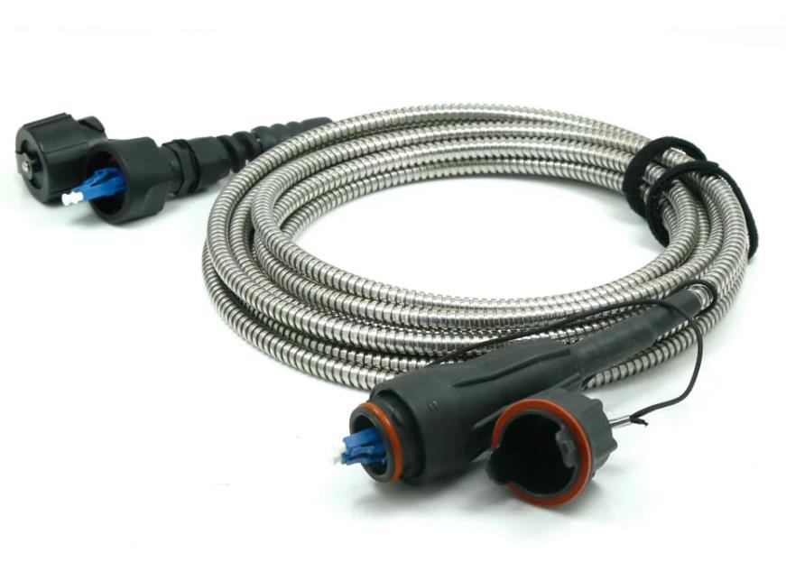 Durable Steel Armored Fiber Optical Patch Cord Waterproof FTTA FULLAXS LC-ODVA