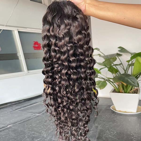 Headband Glueless Kinky Curly Wig Human Hair Water Wave 360 frontal 22inch