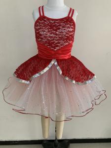 Wholesale Little Girl Dance Clothes Red Color Custom Made Design About 0.22kg from china suppliers