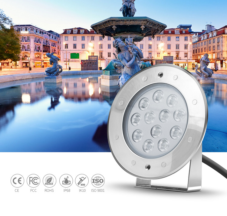 RGB External Control Underwater Led Pond Lights Ip68 Reflector Bulb 12W 12V