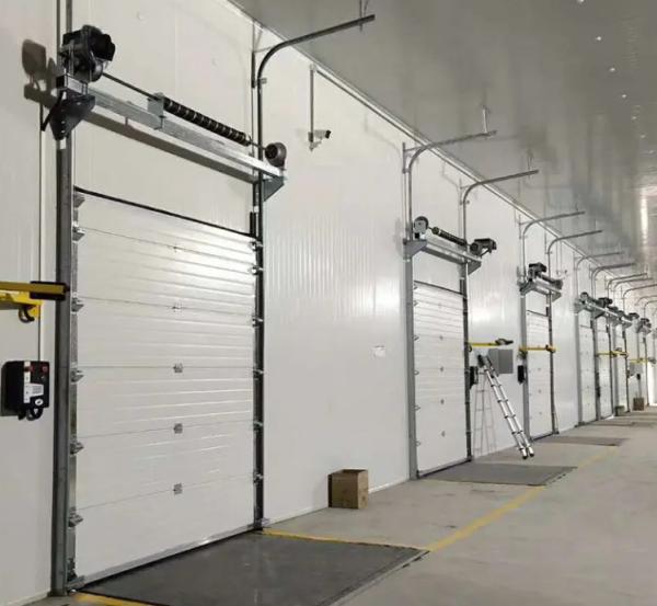 White Powder Coated Weather Sealed Overhead Sectional Door Double Skinned Panels