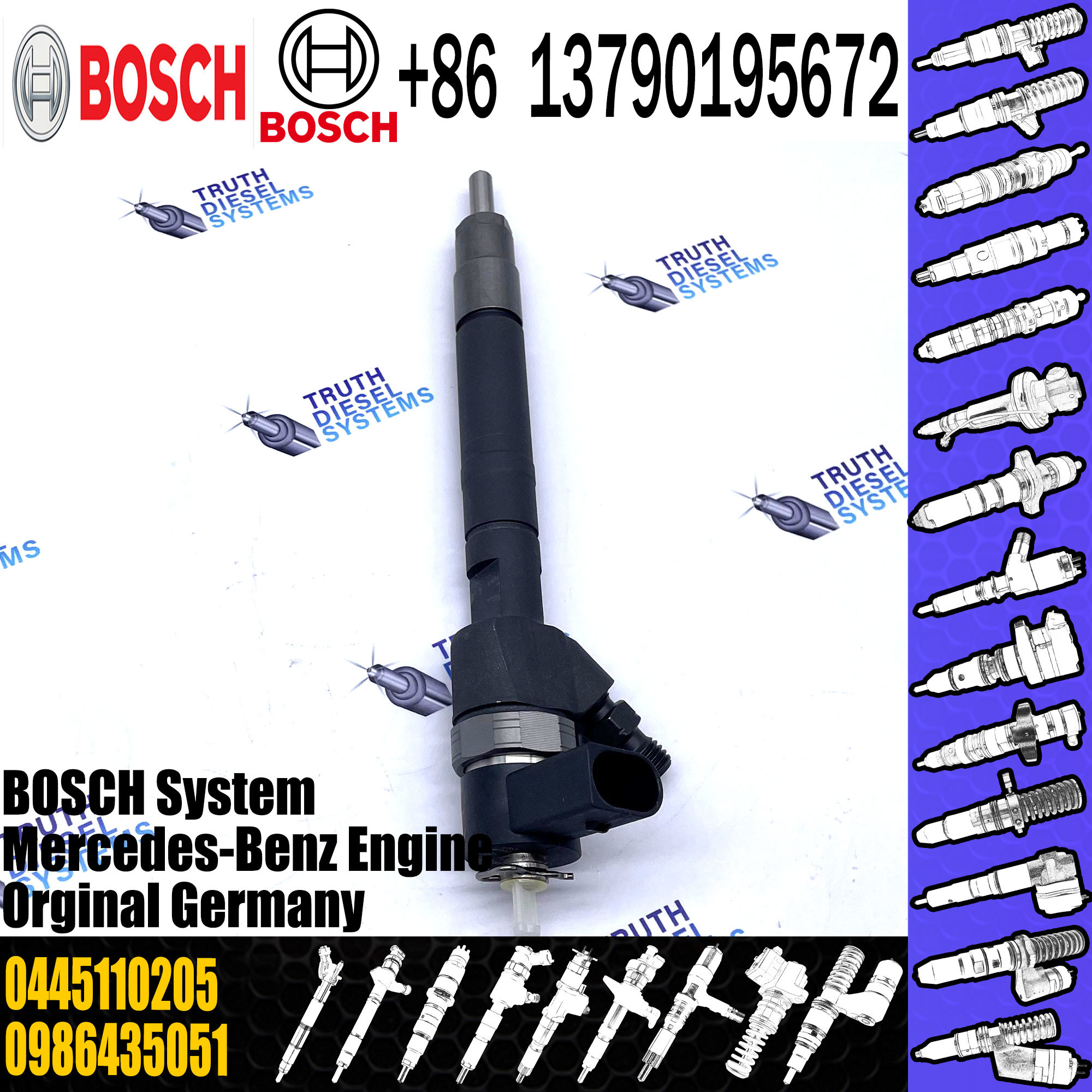 High Quality Diesel Engine Fuel Common Rail Injector 0 445 110 205 0445110205