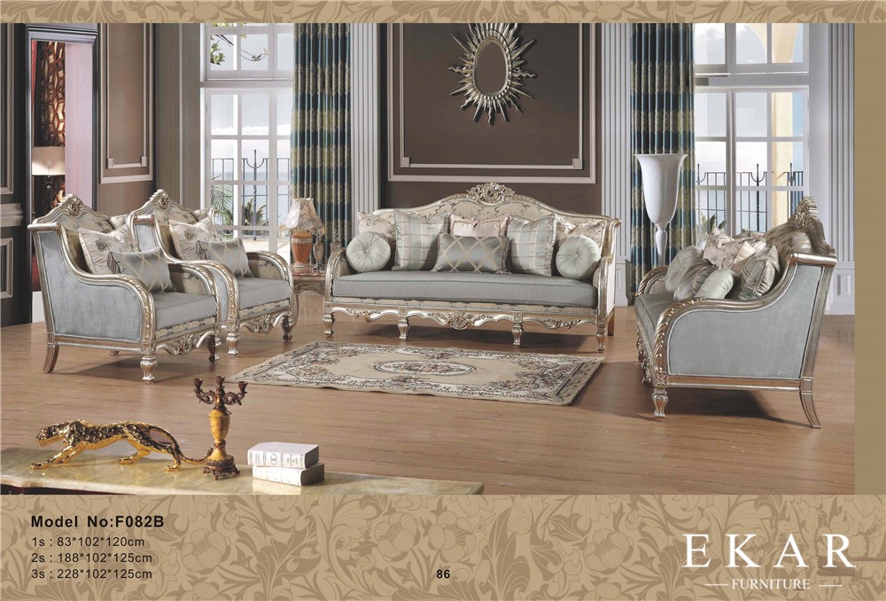 Carved Antique Sitting Room Living Furniture Royal Style Sofa Set