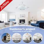 Low Watt Elegant White Color Retractable Ceiling Fan Light with Crystal