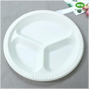 China Eco-Friendly Natural Plant 10 Inch 3-Compartments -Disposable Bioplastic 10 Inch Plate-Biodegradable Plastic Party Plate on sale
