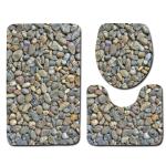 Stone Printed 3 Pc Bath Rug Set 45*75cm Toilet Seat Cover Rug