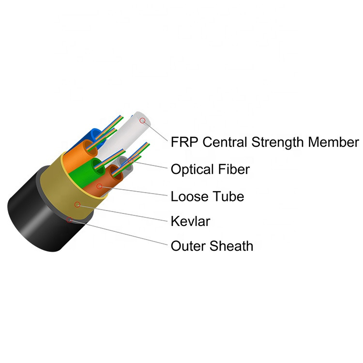 FCC Non Metallic Single Jacket ADSS 12 Hilos ADSS Fiber Optic Cable