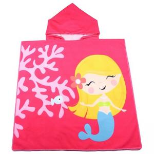 China Colored Beach Hooded Towel Poncho Childrens Swimming Towel on sale