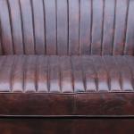 ISO 2 Seat Leather Loveseat L122cm Vintage Leather Sofas With Lines And Rivets