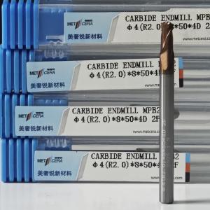 Wholesale Solid Carbide Ball Nose End Mill 2 Flutes R0.5-10 4mm Φ4.0 R2.0 x8x4Dx50mm with Hardness HRC55-60 from china suppliers