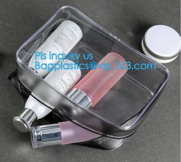 Quality makeup bag mini clear PVC cosmetic bag, PVC makeup Bag Pouches Tote Clear Transparent Cosmetic Travel Bag, carry, handle for sale