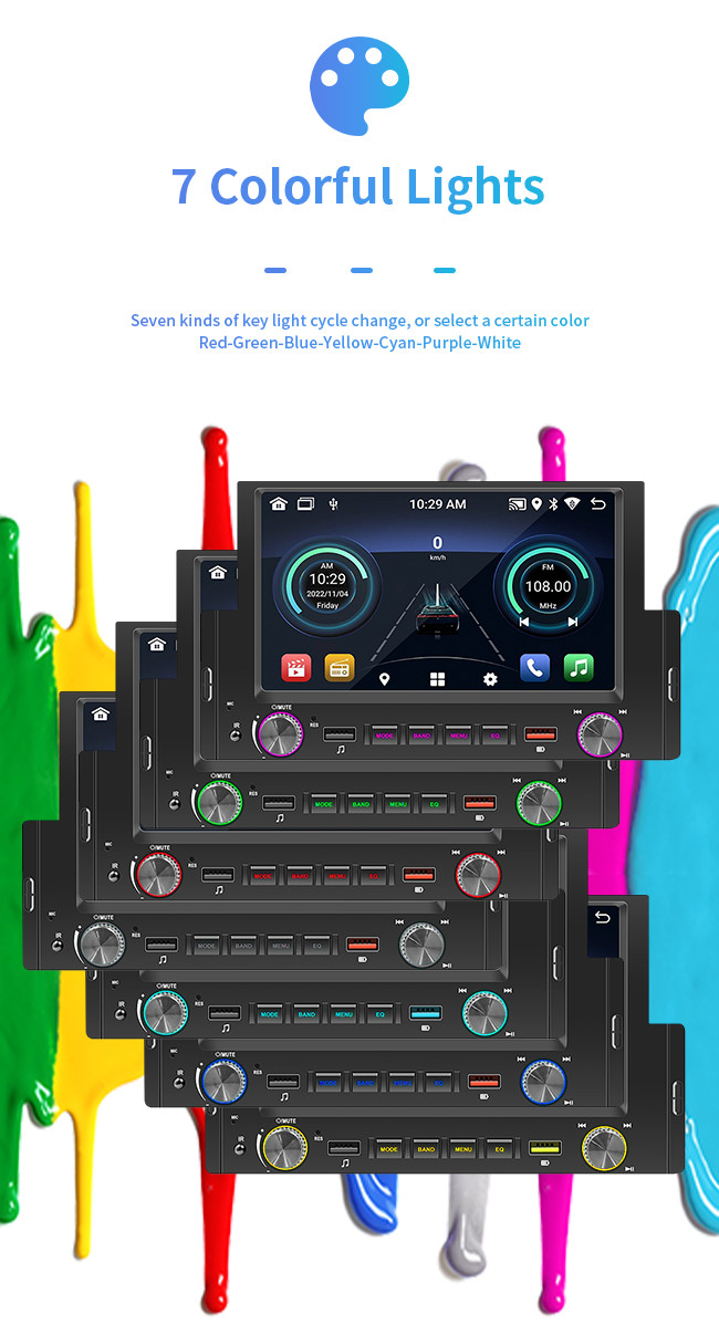 Android 1 DIN GPS Car Mount Tablet 6.2 Inch WiFi Internet Access Carplay