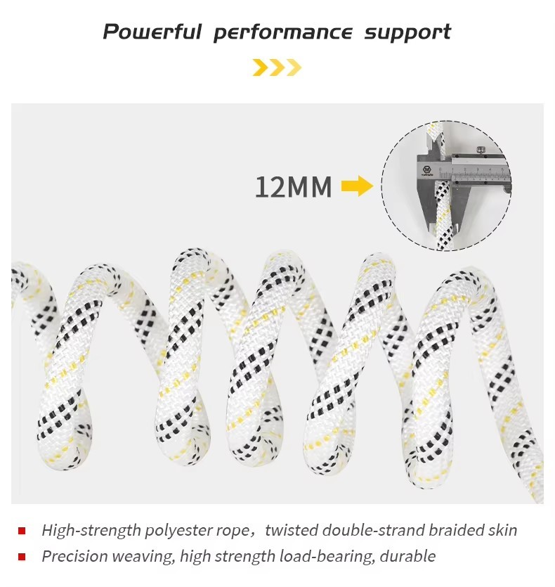 Customizable Outdoor Static Climbing Rope High Strength 12mm Diameter Polyester Rope For Camping