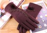 Micro Velvet Womens Fleece Gloves , Soft Smatouch Gloves With Fur Lining
