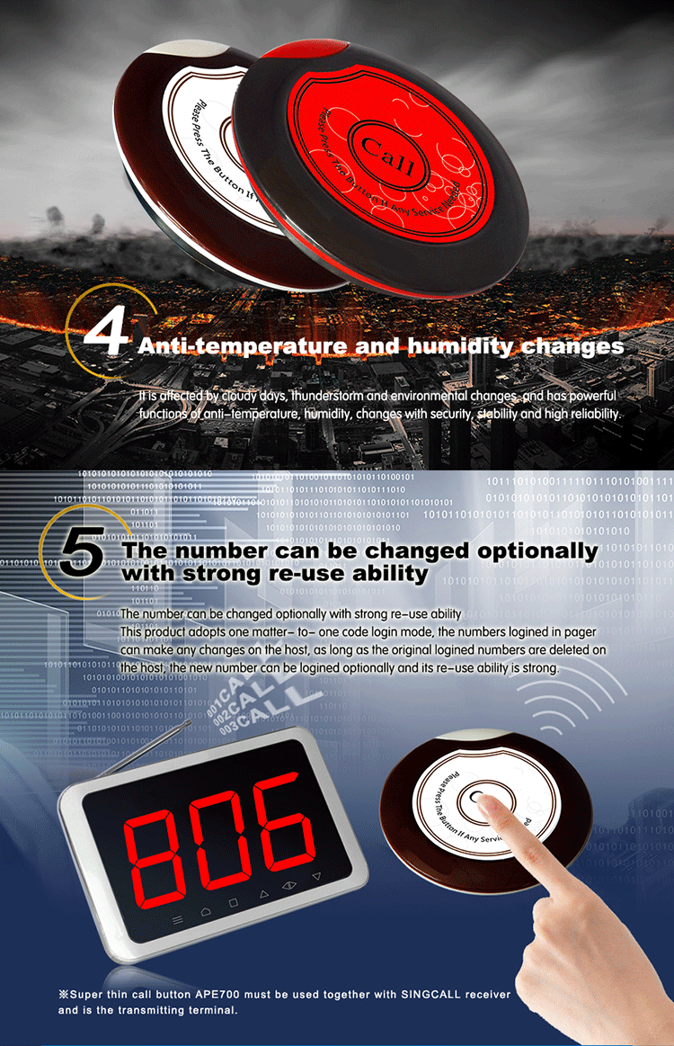 sticker customizable restaurant call system wireless call button