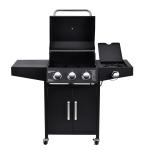 Flat Top Garden Gas BBQ Grill with Side Cooker 3 1 Steel Flame Safety Device