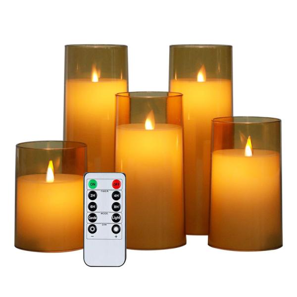 Yellow Light LED Pillar Candles For Home Decoration Battery 2 X AA Battery