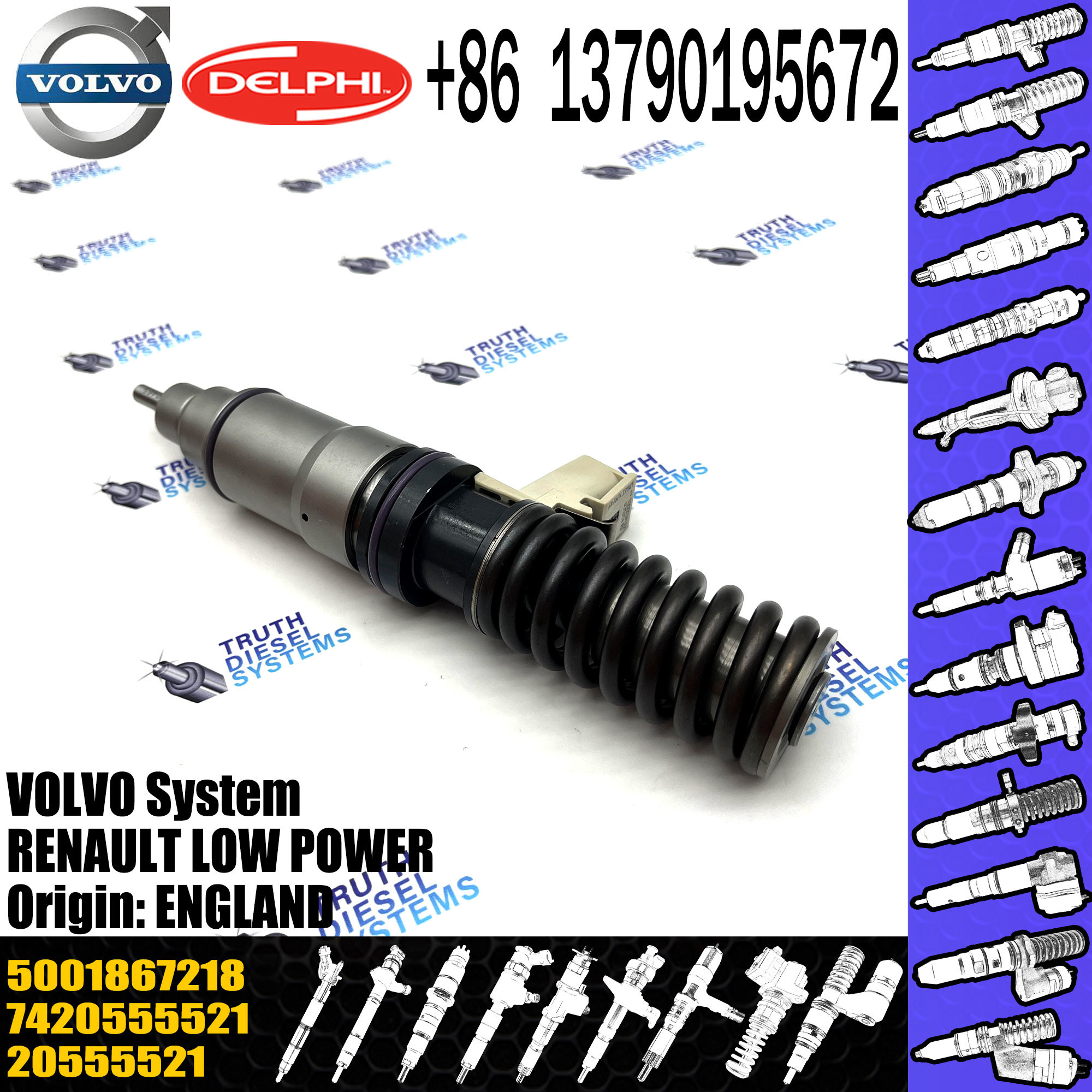 New Diesel Engine Fuel injector 20555521 5001867218 7420555521 21028880 for VOL BEBE4D MD11