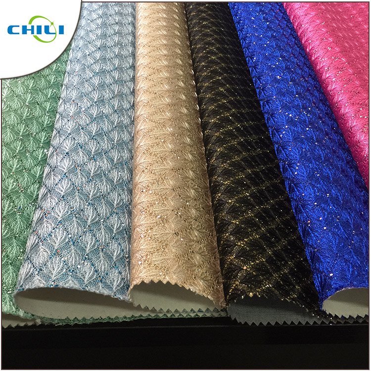 New Fashion Artificial Glitter Pu Leather Fabric For Wall Decoration