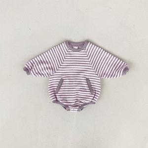 Wholesale Baby Double Pocket Striped French Terry Newborn Bubble Romper from china suppliers