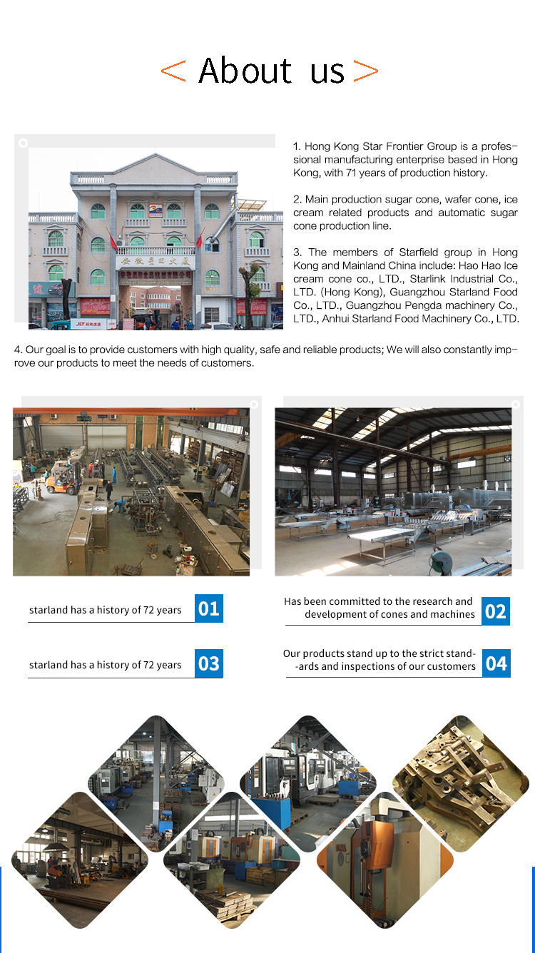 Automatic Softy Ice Cream Cone Production Line Stainless Steel 71 Bake Templates