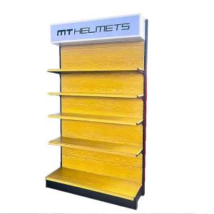 China Metal Wood Grain Shelves Heavy Duty 1-7 Layers For Retail Store on sale
