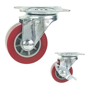 Wholesale Light Duty Swivel Plate Red Polyurethane PU Caster Wheels For Shelves from china suppliers