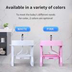 Ouninbear Sink Kids Wash Basin Plastic With Light And Water Tank In White