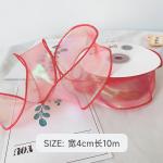 40mm Polyester Organza Ribbon With Satin Edge Shinny Pink Organza Ribbon