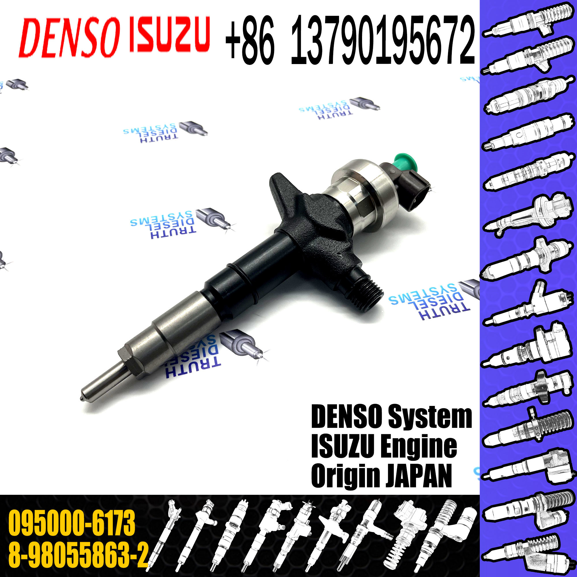 Huida Diesel Engine fuel injector 095000-6172 8-98055863-2 095000-6173 8-98055863-2 Original