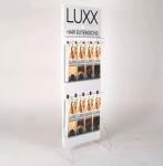 Vertical White Makeup Display Unit , Modern Hair Extension Display Stand