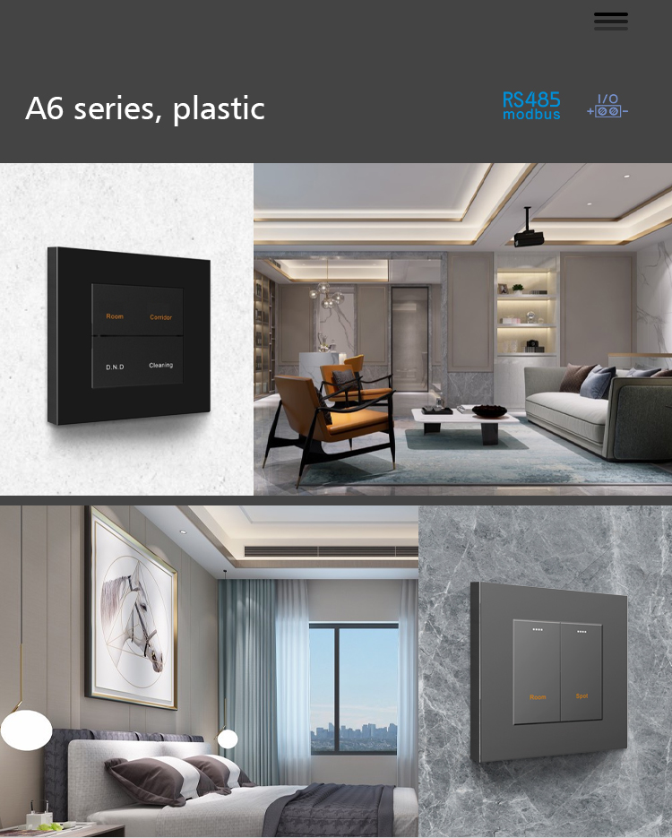 RS485 4 Gang Wall Switch Controlling Lamp Function Plastic cover