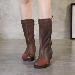 S326 Autumn And Winter New Maoli Women'S Leather Stitching Boots Factory