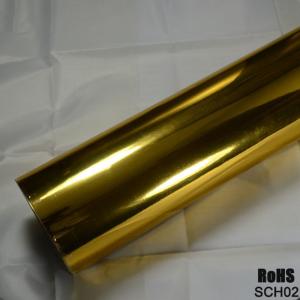 Wholesale High Gloss Gold Chrome Car Vinyl Wrap Air Release Slideable 140gsm from china suppliers