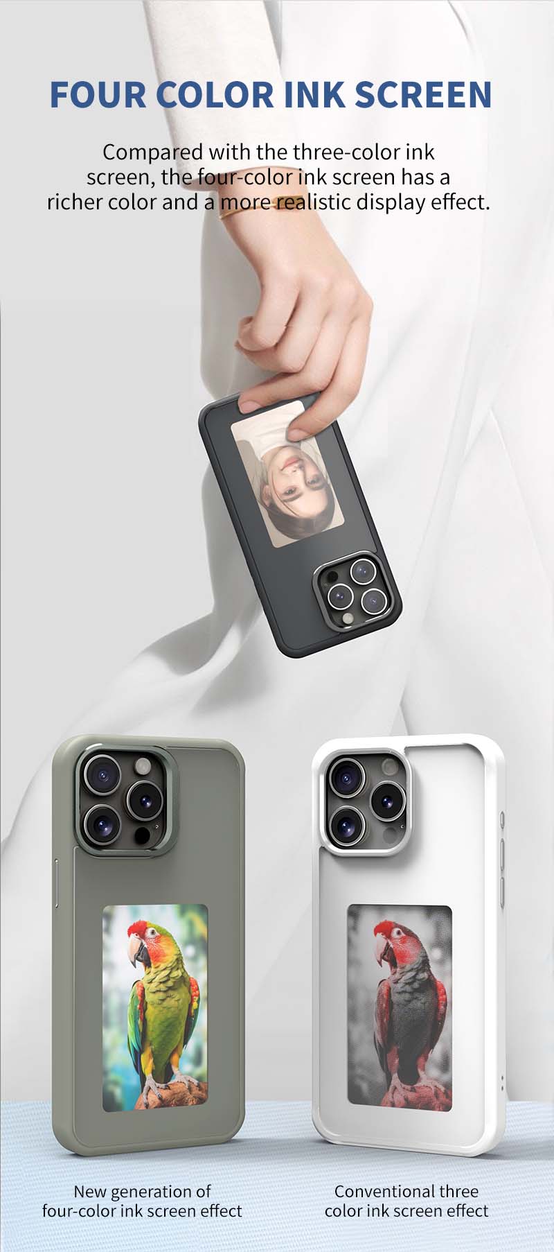E-Ink NFC Mobile Phone Protective Screen Cover For IPhone 13 14 15 Pro Max Anti Drop
