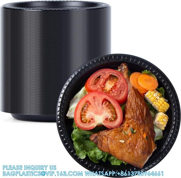 Reusable Plastic Plates, 9 Inch 150 Pack Food Grade Material BPA Free Black