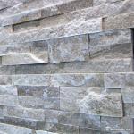 natural stone White Gold Line Quartzite Ledge Stone Panel , Stacked Wall