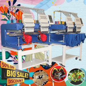 10 year free service guaranteed 1200 spm high speed 400*500mm 15 needles industrial two head embroidery hat machine