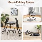 Outdoor Furniture AJUNION 2 Seating Chair and Table Set Metal Iron Foldable
