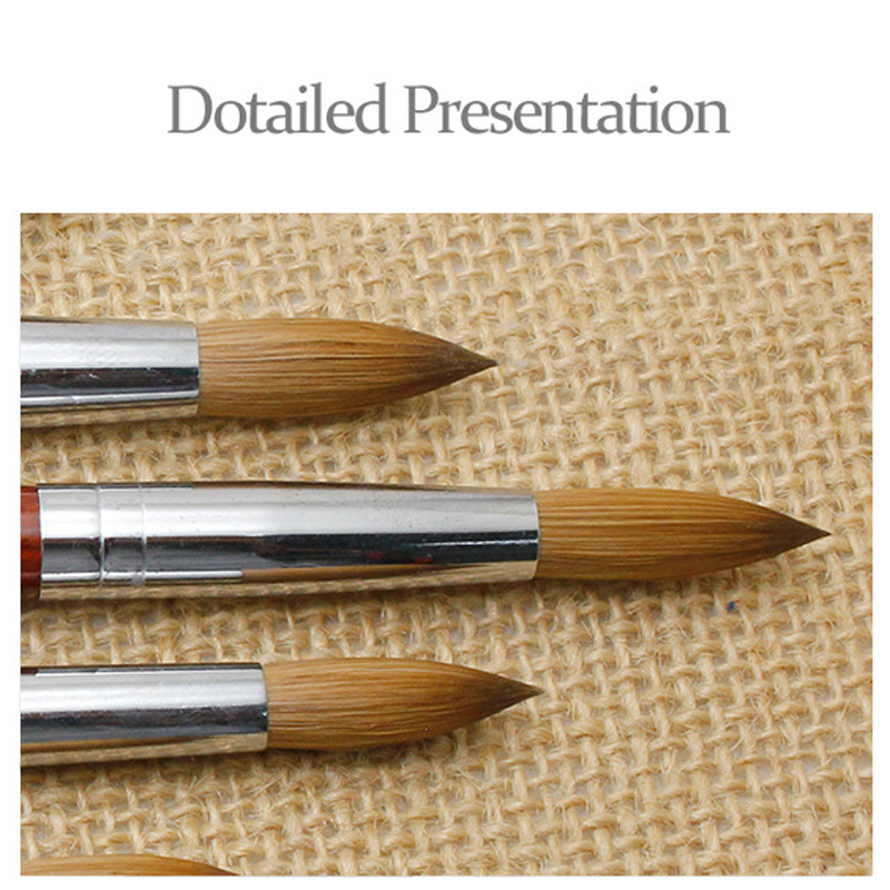 Kolinsky Acrylic Nail Brush Art Hidi Red Wood Handle With Different Sizes