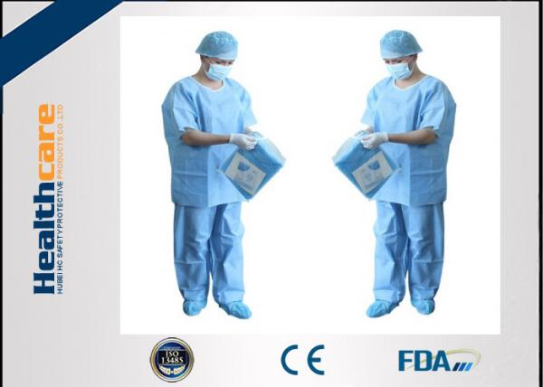 Quality Unisex SMMS Disposable Scrub Suits V-neck Shirt And Pants For Doctor EO Sterilized for sale