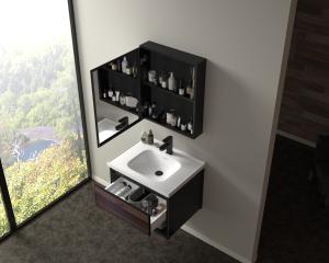 Wholesale 800mm Bathroom Mirror Cabinet Wall Mounted Artificial Marble Countertop from china suppliers