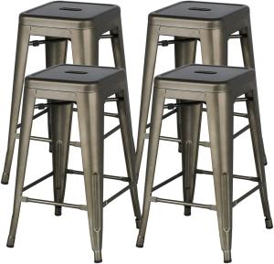 Wholesale 24 Inch Stackable Restaurant Chairs Metal Bar Stools Counter Height Barstools High Backless from china suppliers