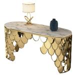 Modern Entryway Marble Console Tables With Stainless Steel Base