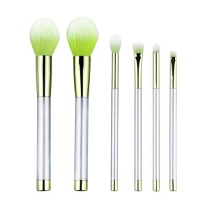 Wholesale Essential 6 Piece Makeup Brush Set Green Bristles Plastic Handle from china suppliers